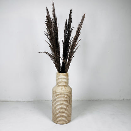 Grooved Marble Vase - Beige