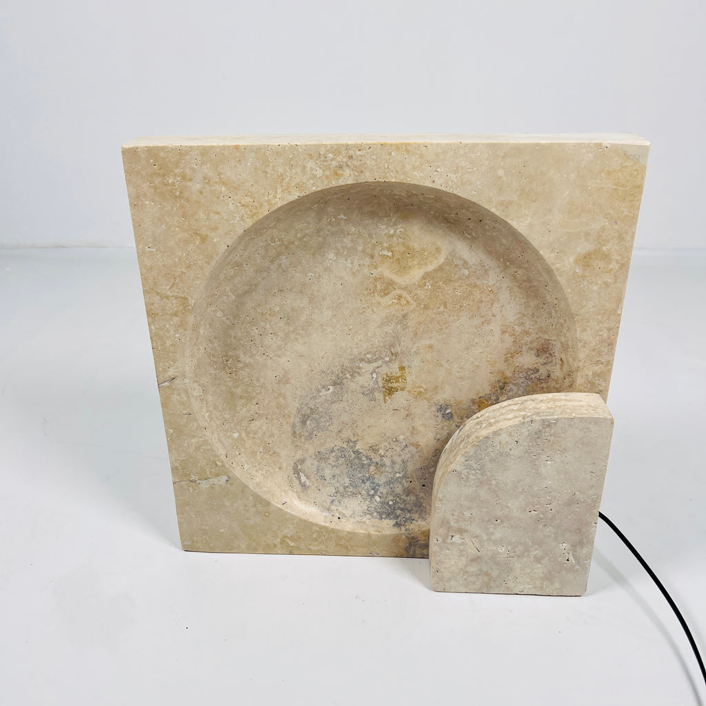 Square Disc Travertine Table Lamp