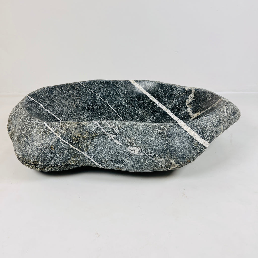 White Ringed River Stone Sink