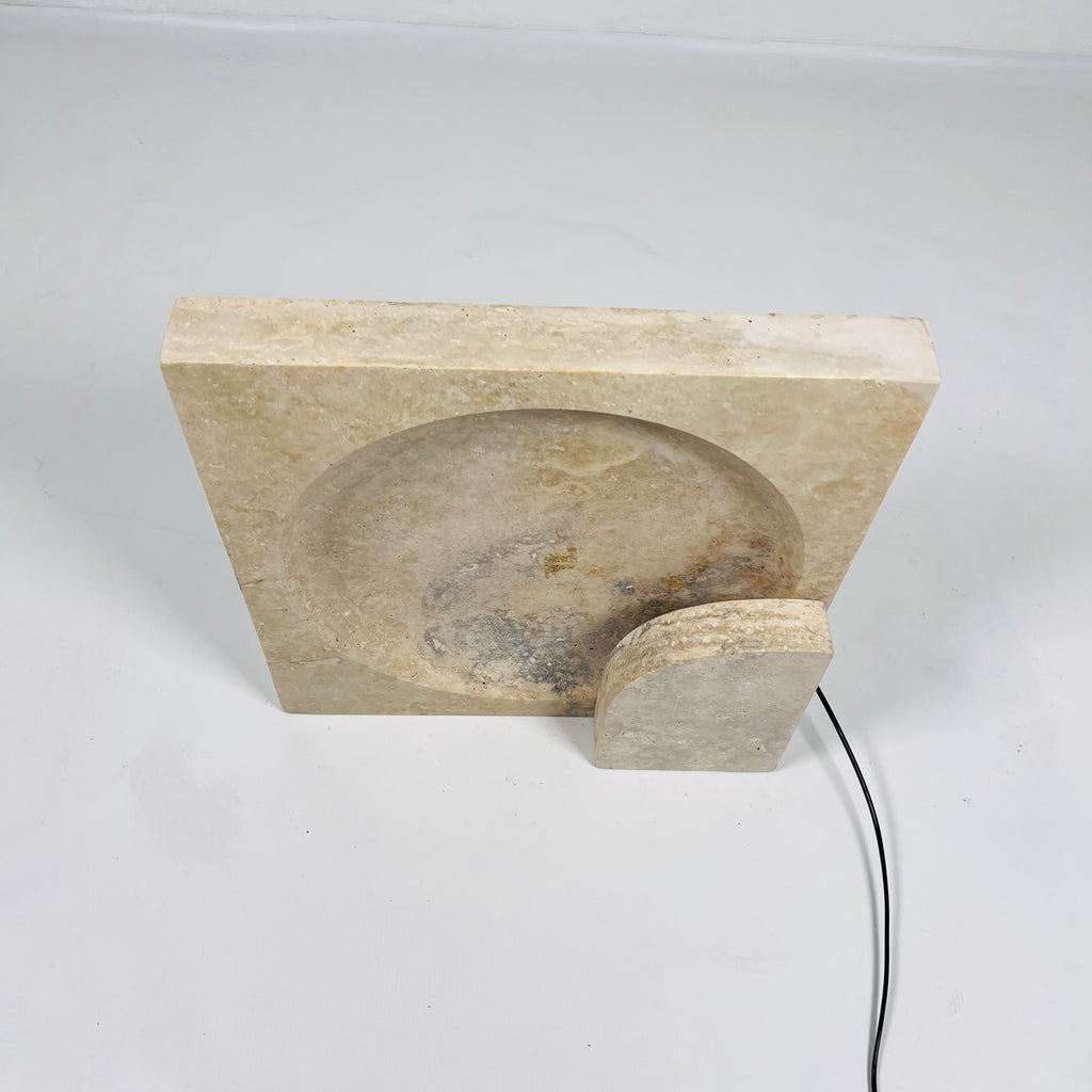 Square Disc Travertine Table Lamp