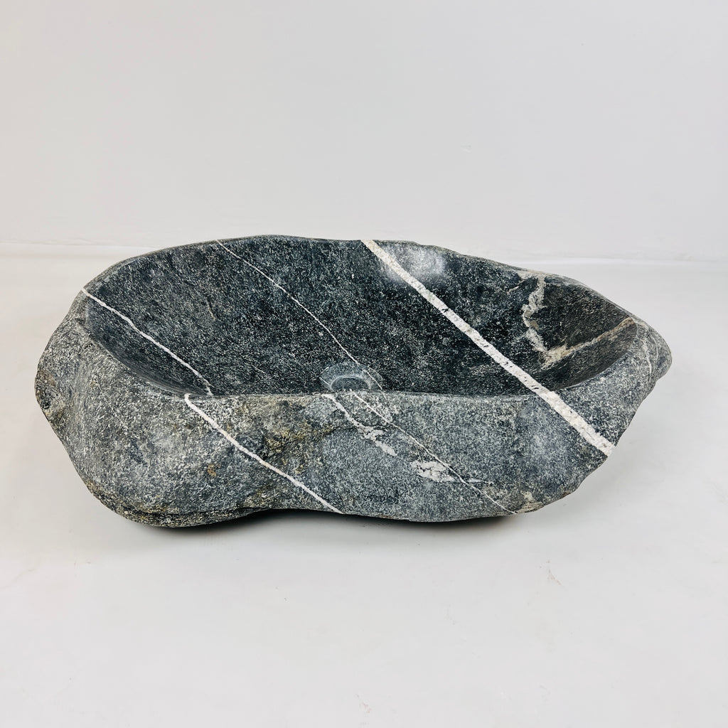 White Ringed River Stone Sink