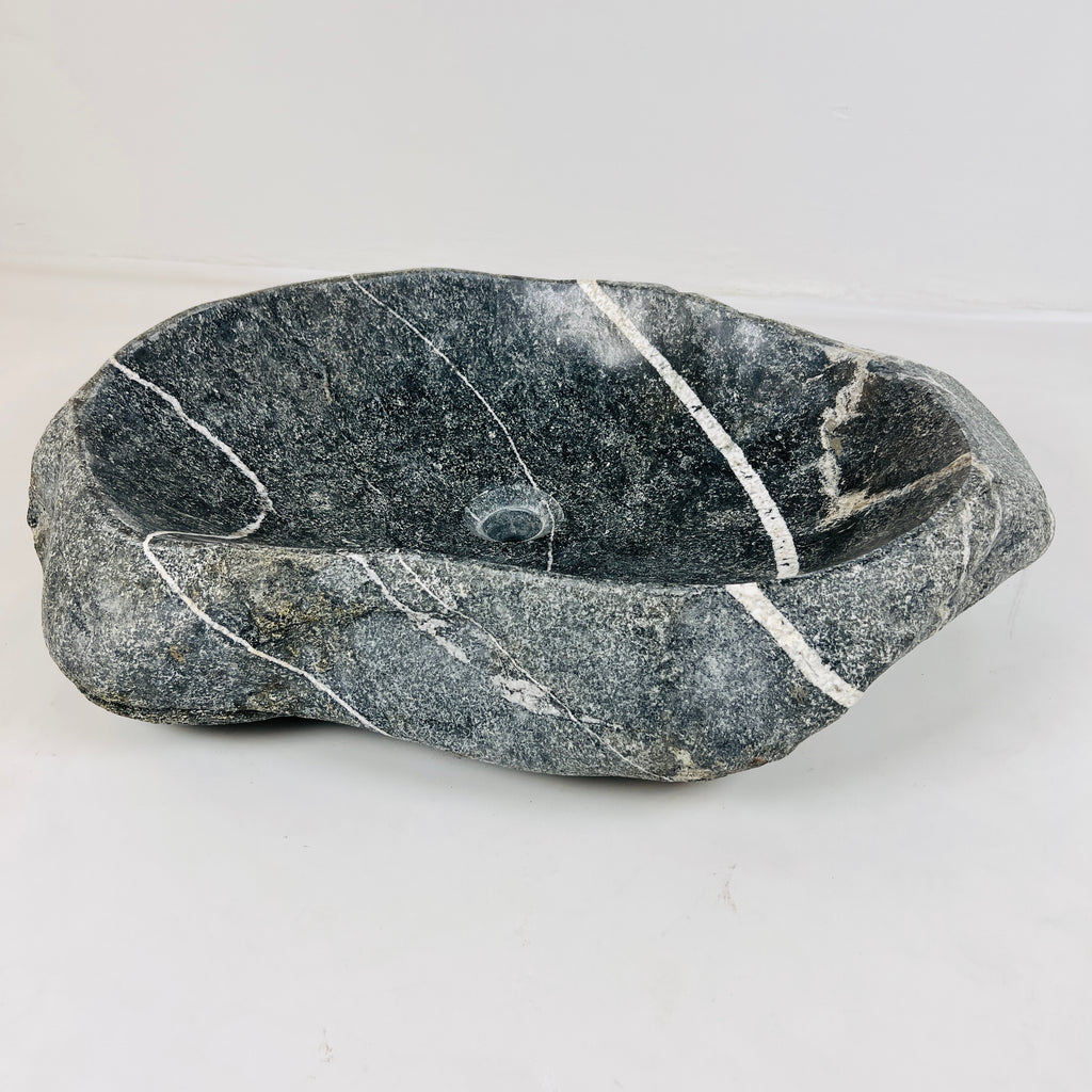 White Ringed River Stone Sink