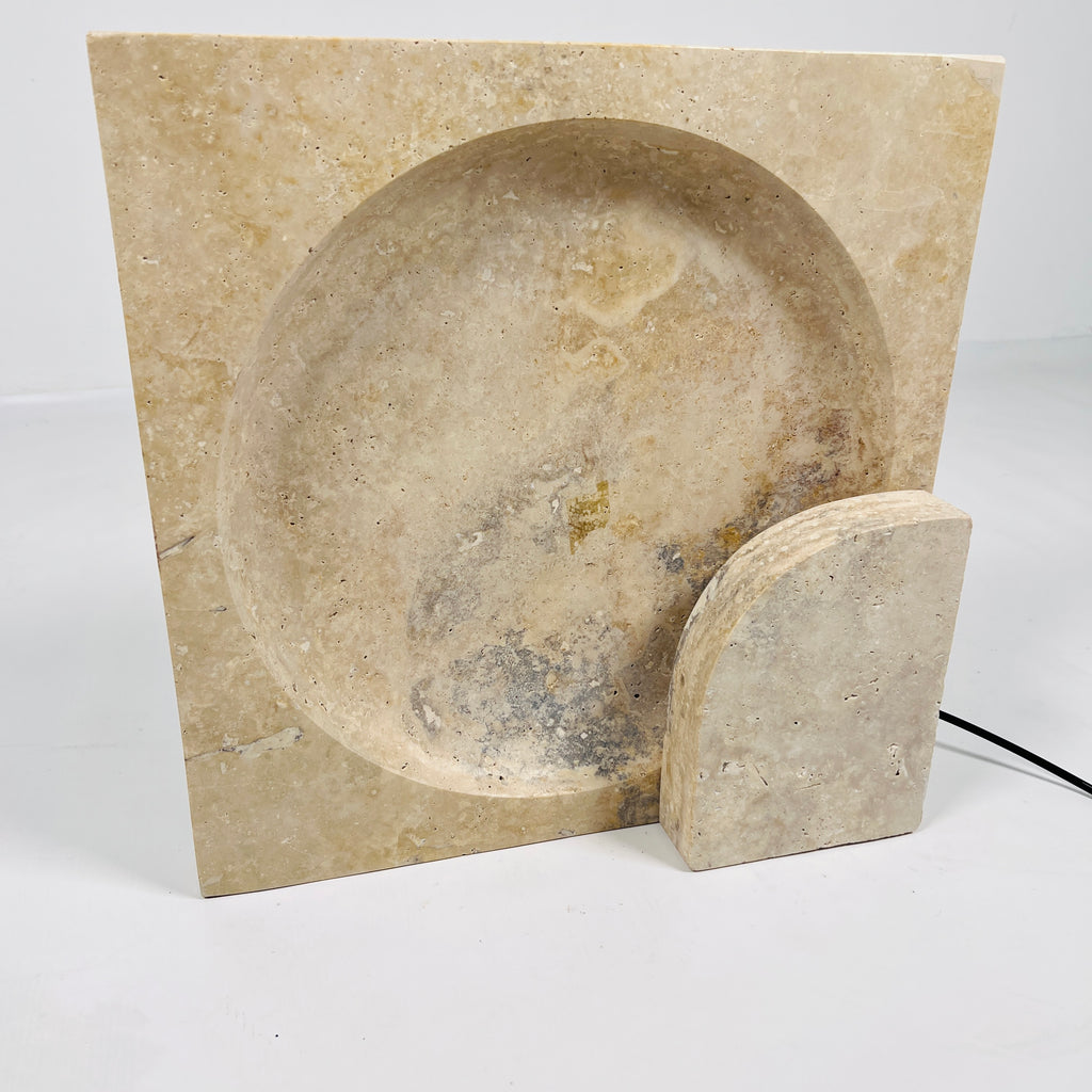 Square Disc Travertine Table Lamp