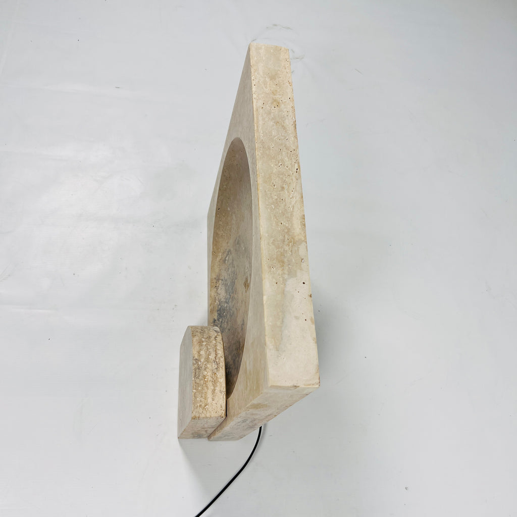 Square Disc Travertine Table Lamp