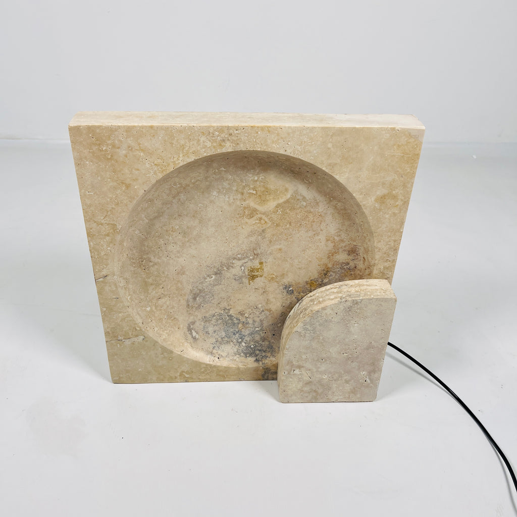 Square Disc Travertine Table Lamp