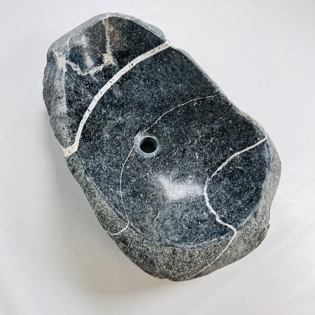 White Ringed River Stone Sink