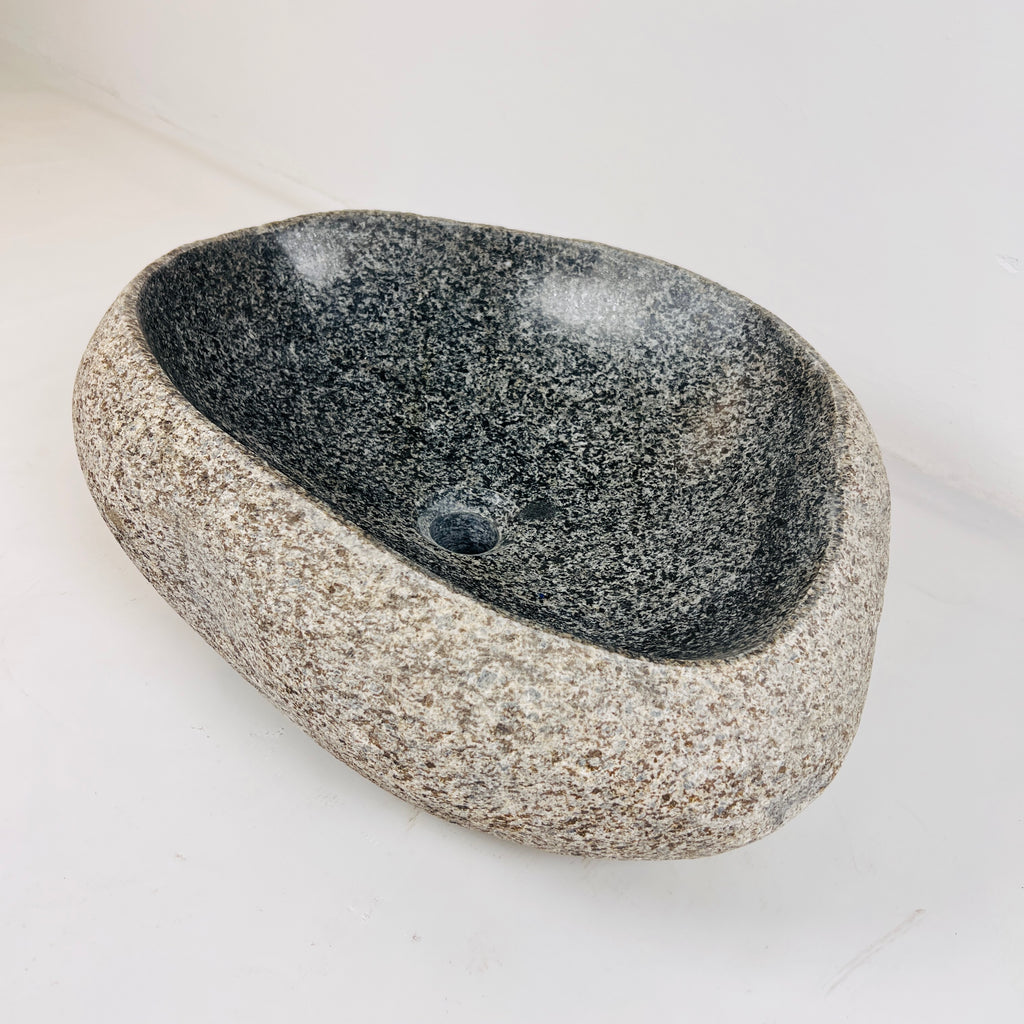 Black Speckled Sand River Stone Sink