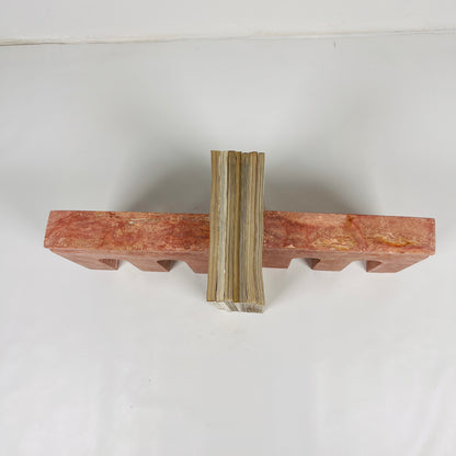 Handmade Travertine Red Bookend Pair