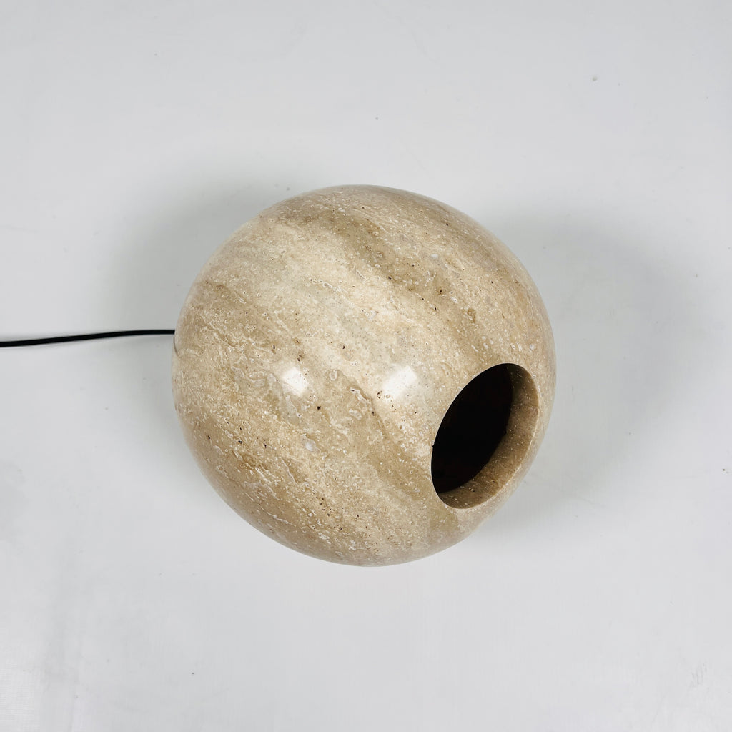 Spherical Beige Travertine Table Lamp