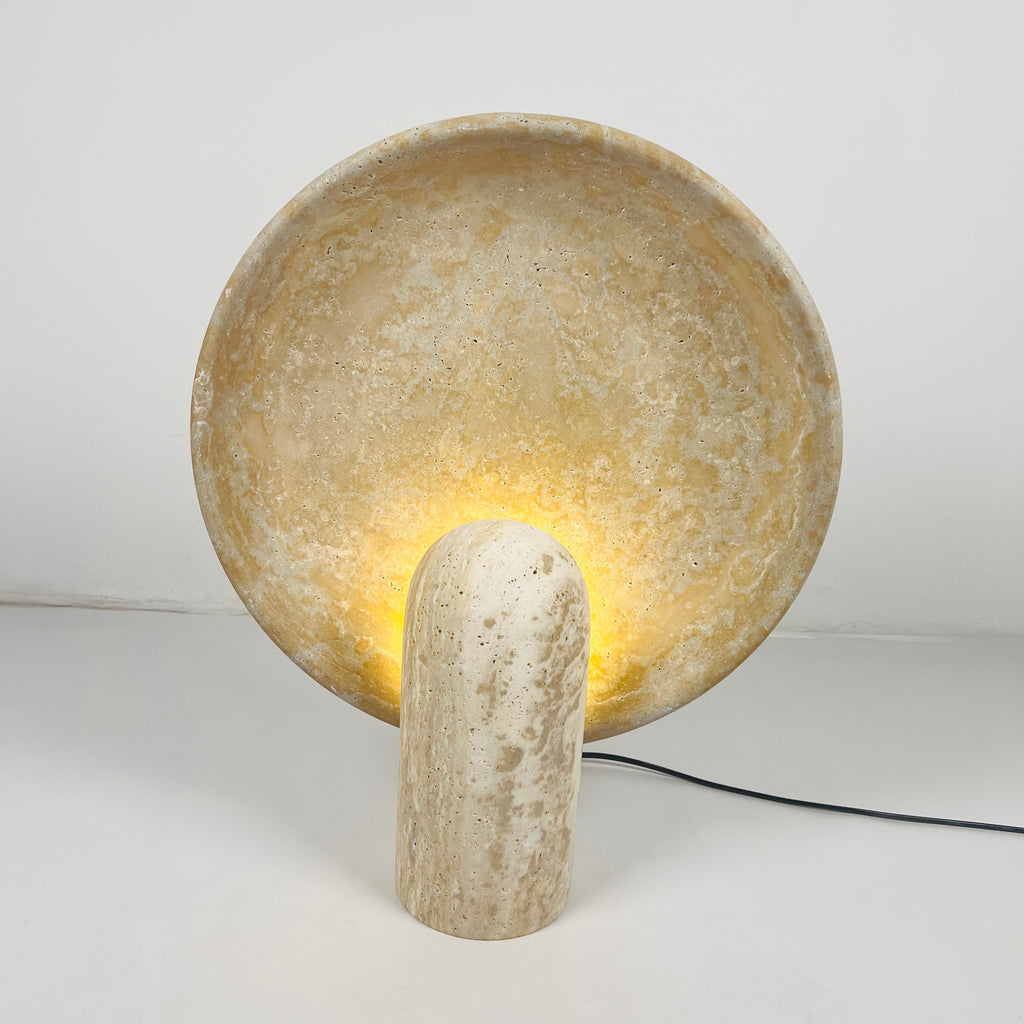 Disc Grazed Travertine Lamp