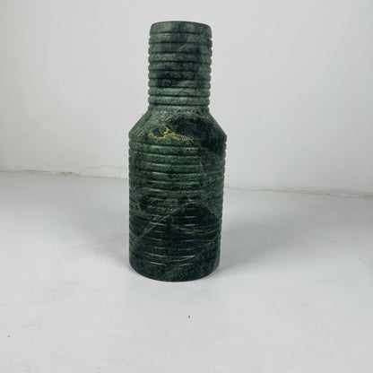 Grooved Marble Vase -Green