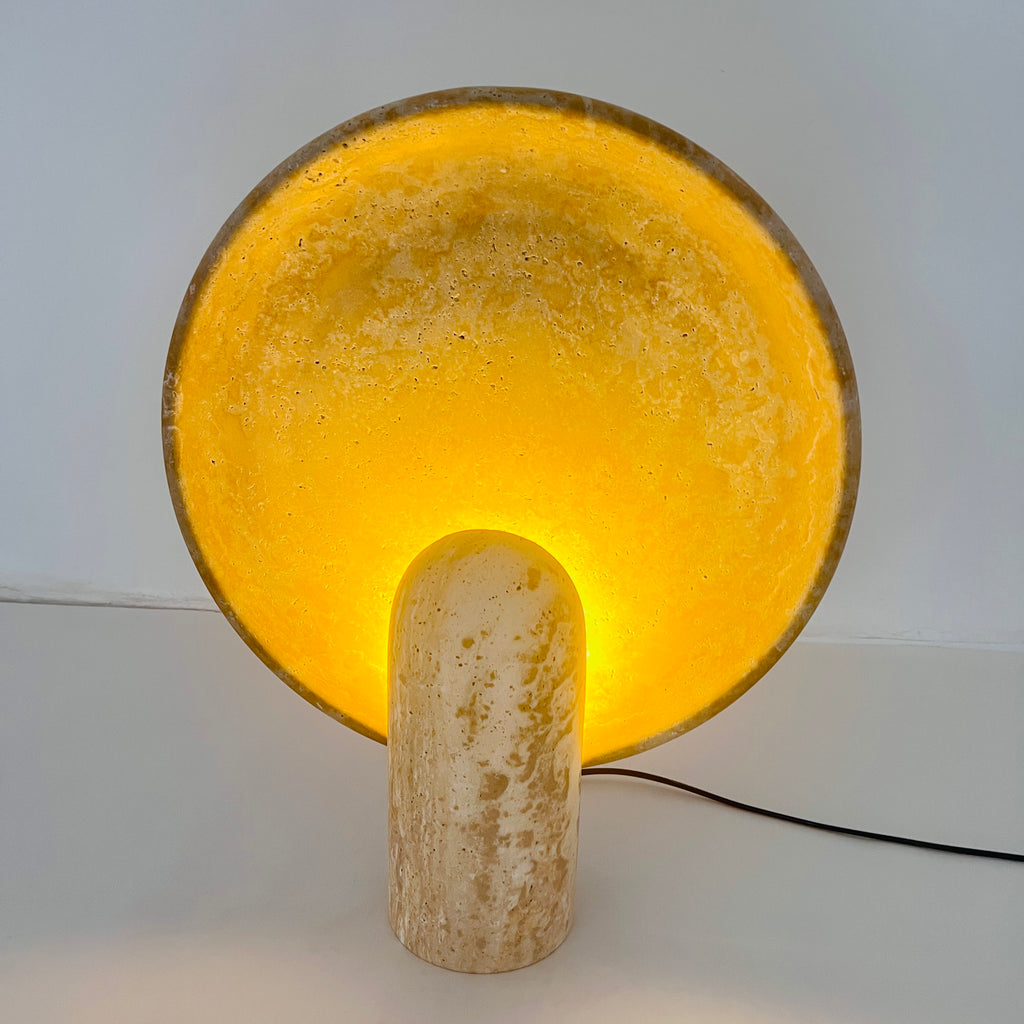 Disc Grazed Travertine Lamp