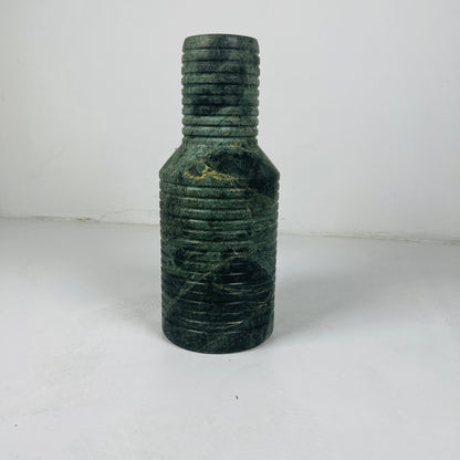 Grooved Marble Vase -Green