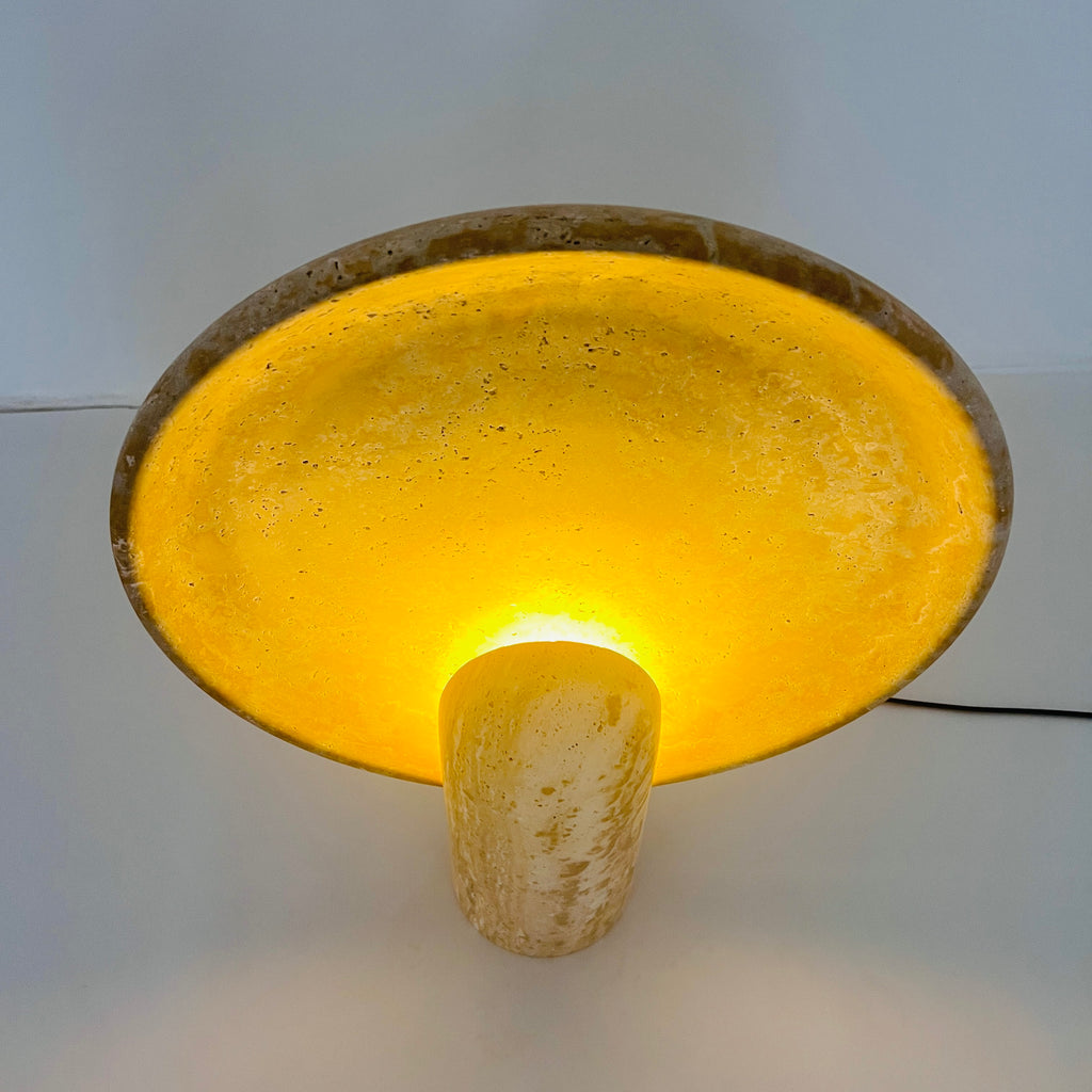 Disc Grazed Travertine Lamp