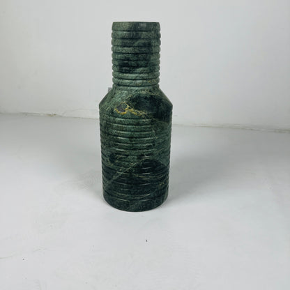 Grooved Marble Vase -Green