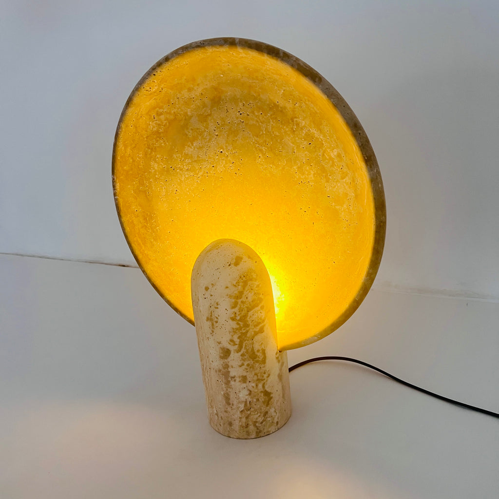 Disc Grazed Travertine Lamp