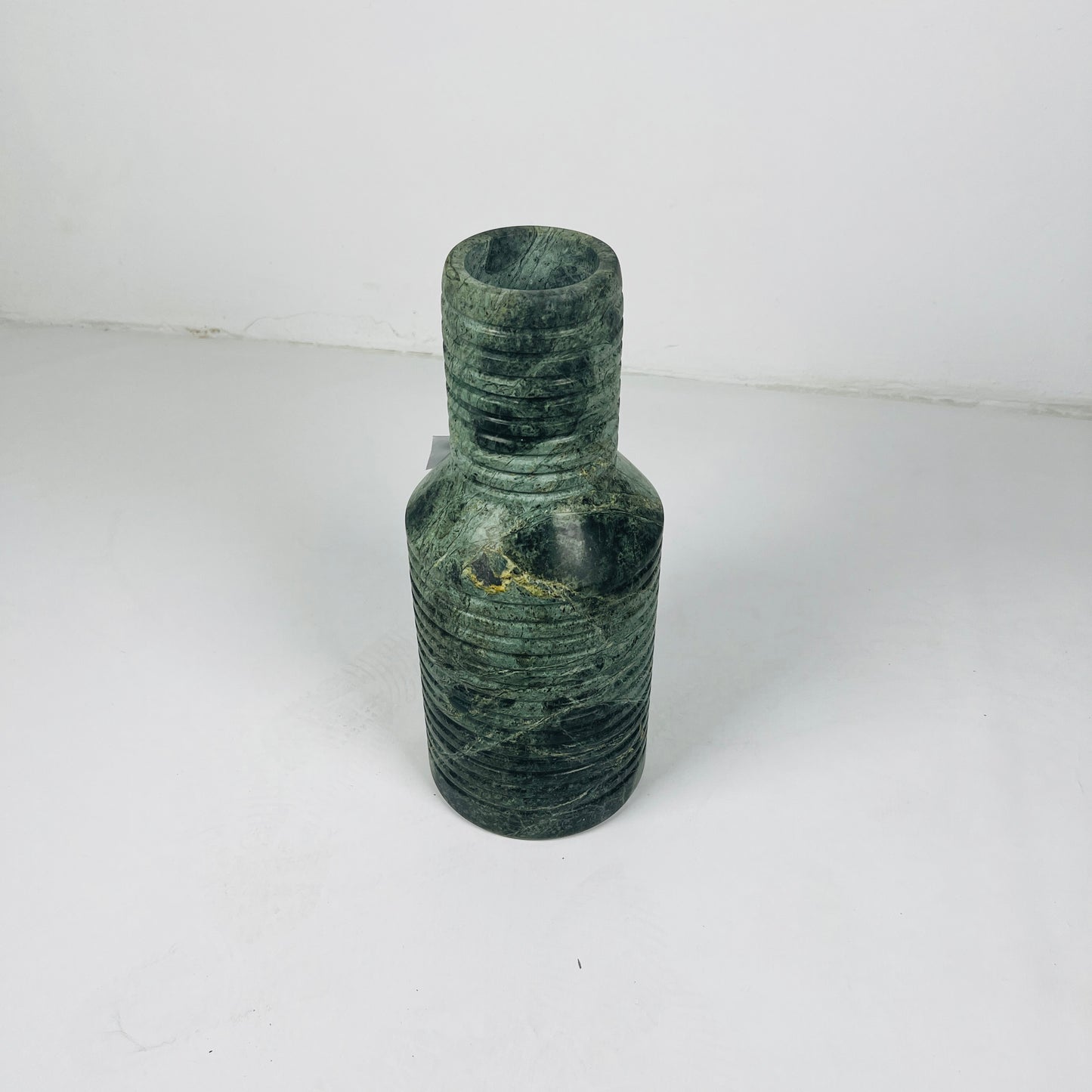 Grooved Marble Vase -Green