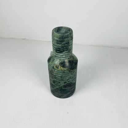 Grooved Marble Vase -Green