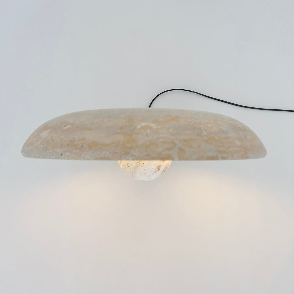 Disc Grazed Travertine Lamp