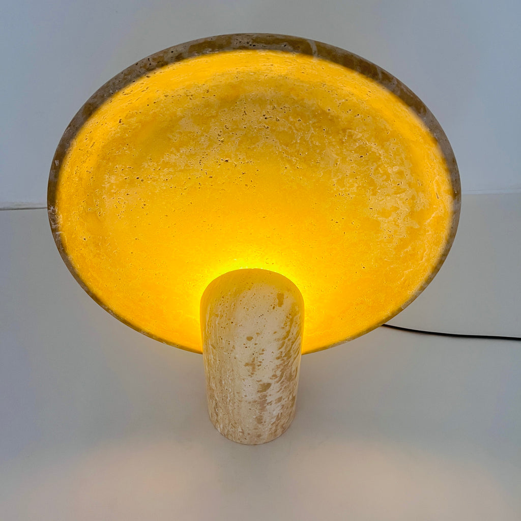 Disc Grazed Travertine Lamp