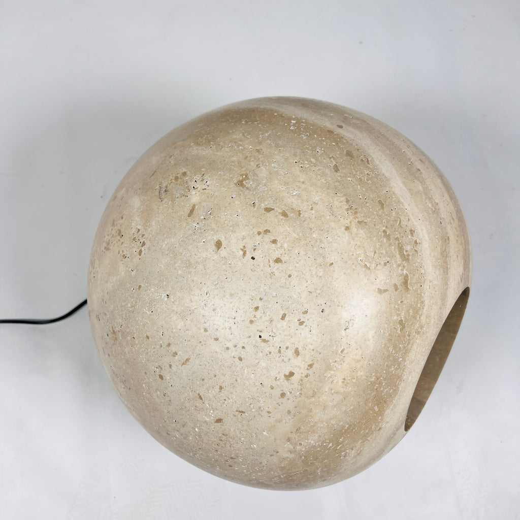 Spherical Beige Travertine Table Lamp