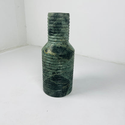 Grooved Marble Vase -Green