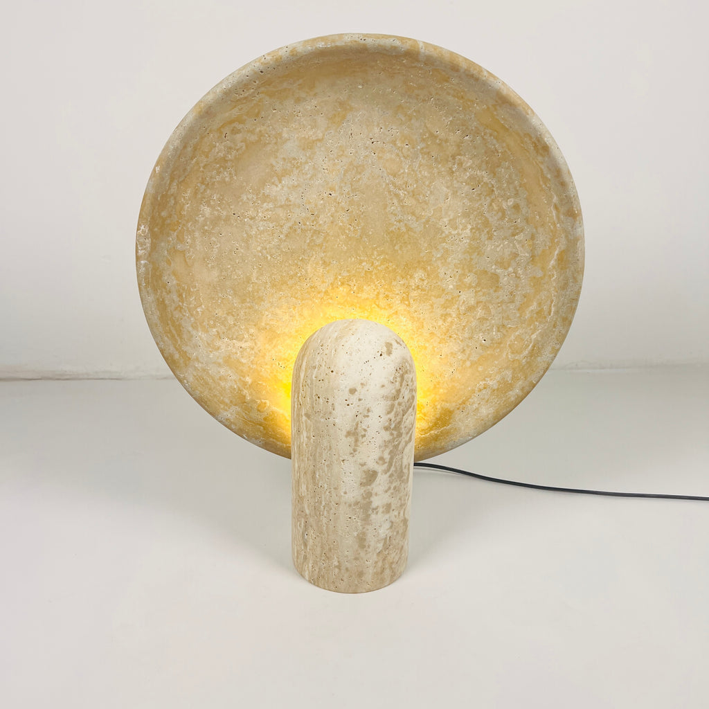 Disc Grazed Travertine Lamp