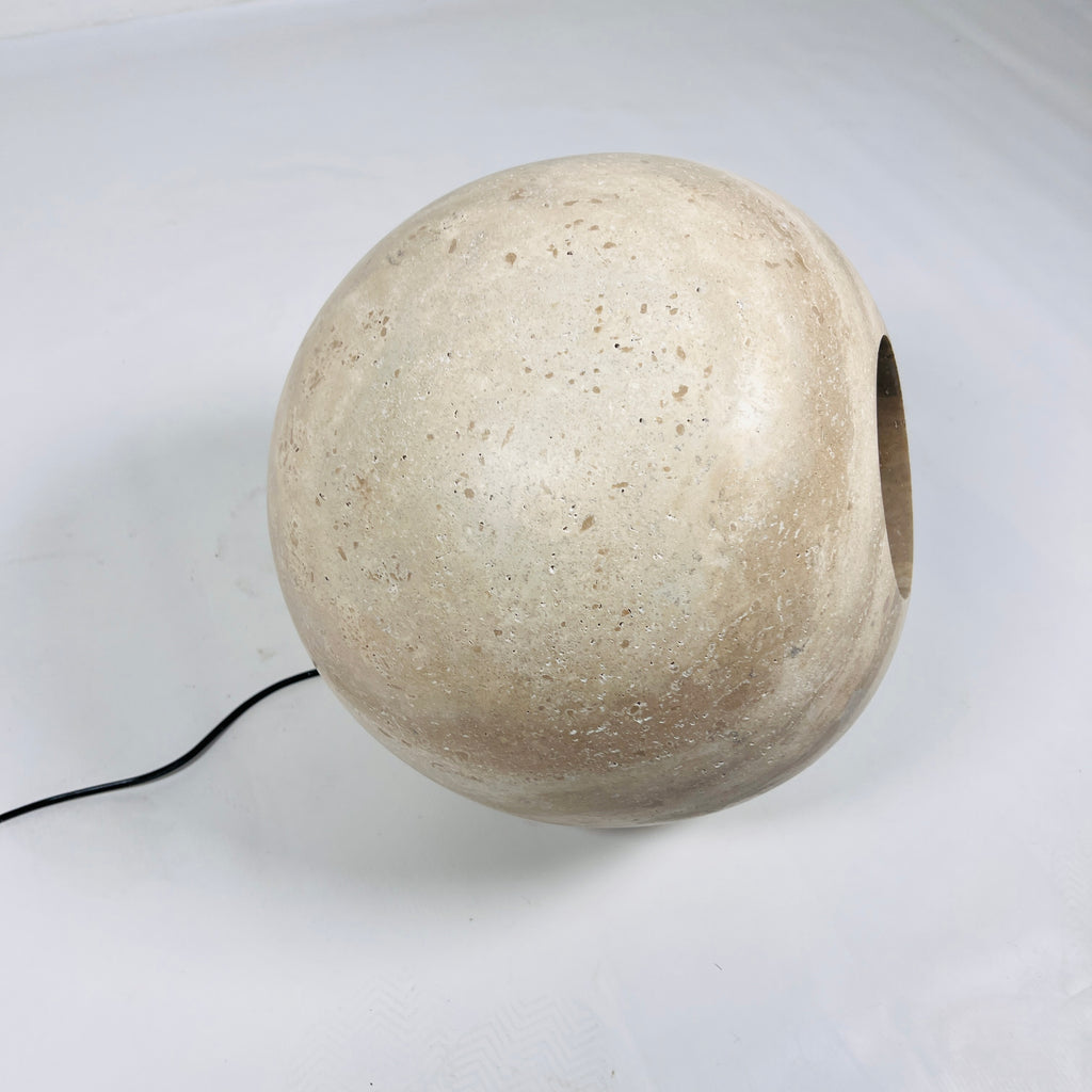 Spherical Beige Travertine Table Lamp