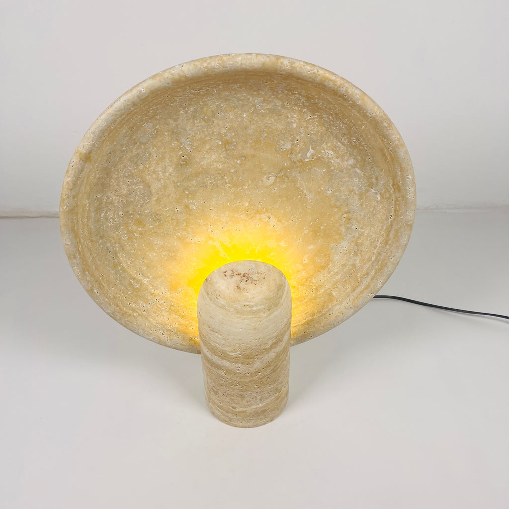 Disc Grazed Travertine Lamp