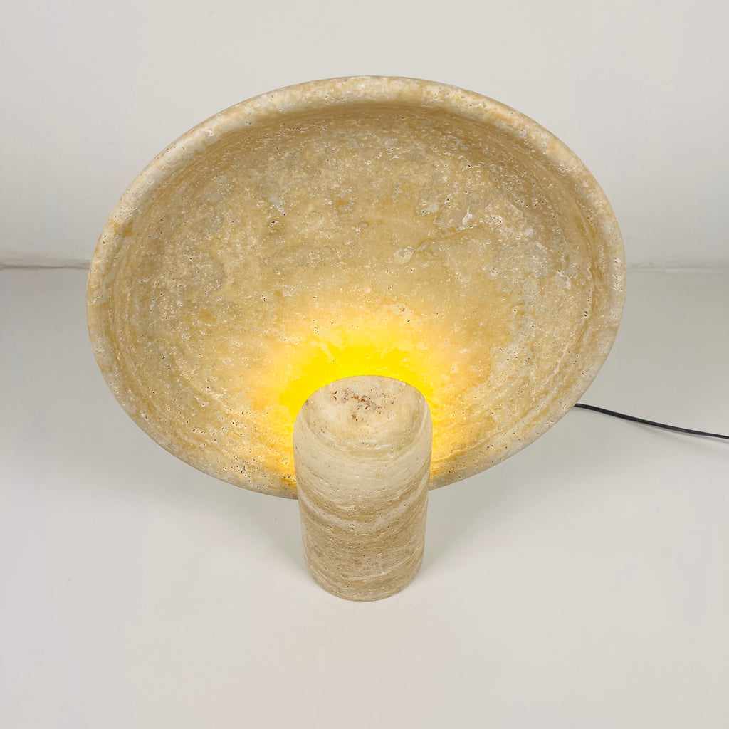 Disc Grazed Travertine Lamp