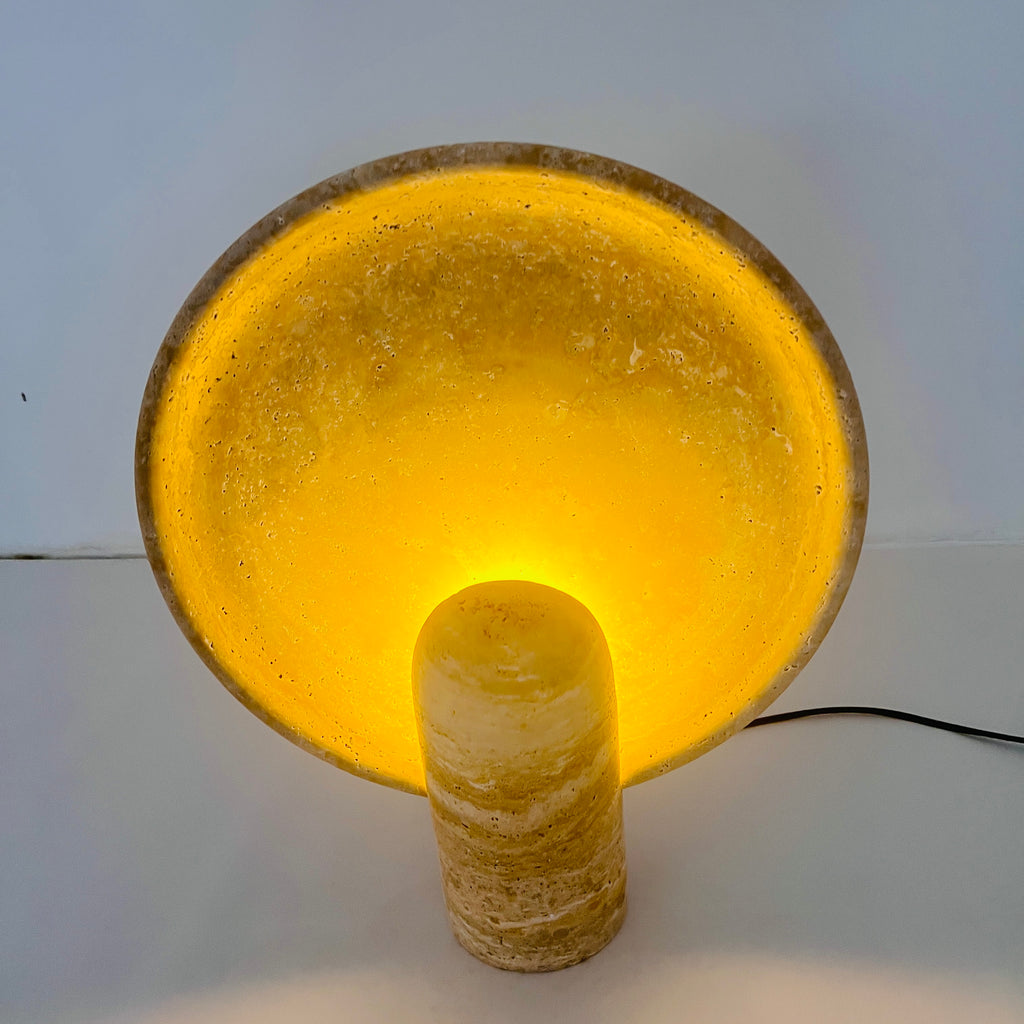 Disc Grazed Travertine Lamp