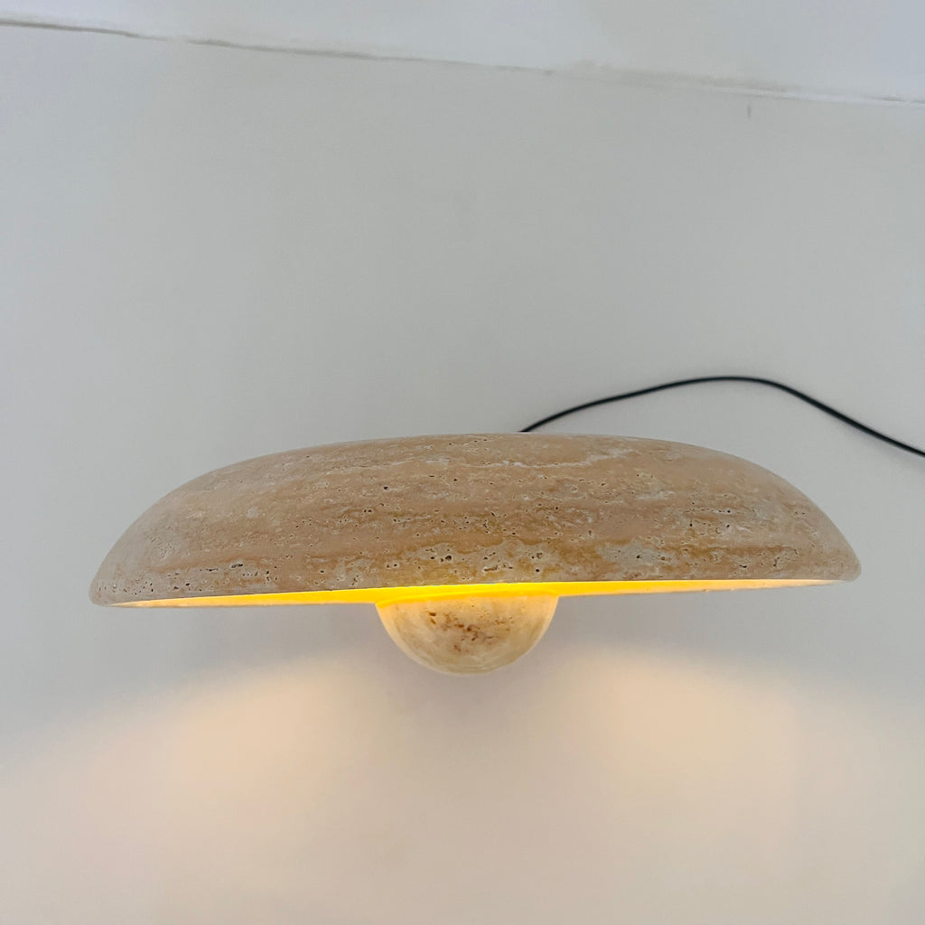 Disc Grazed Travertine Lamp