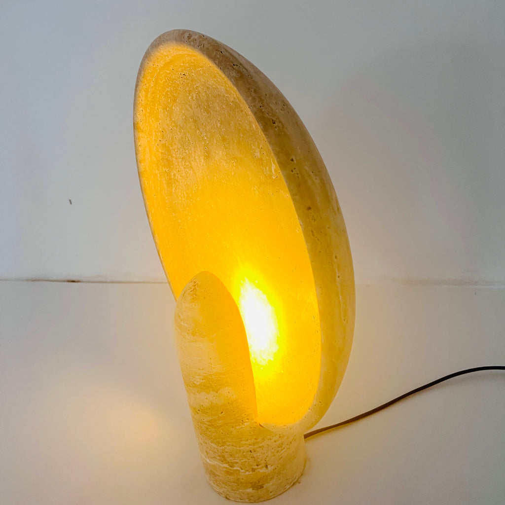 Disc Grazed Travertine Lamp