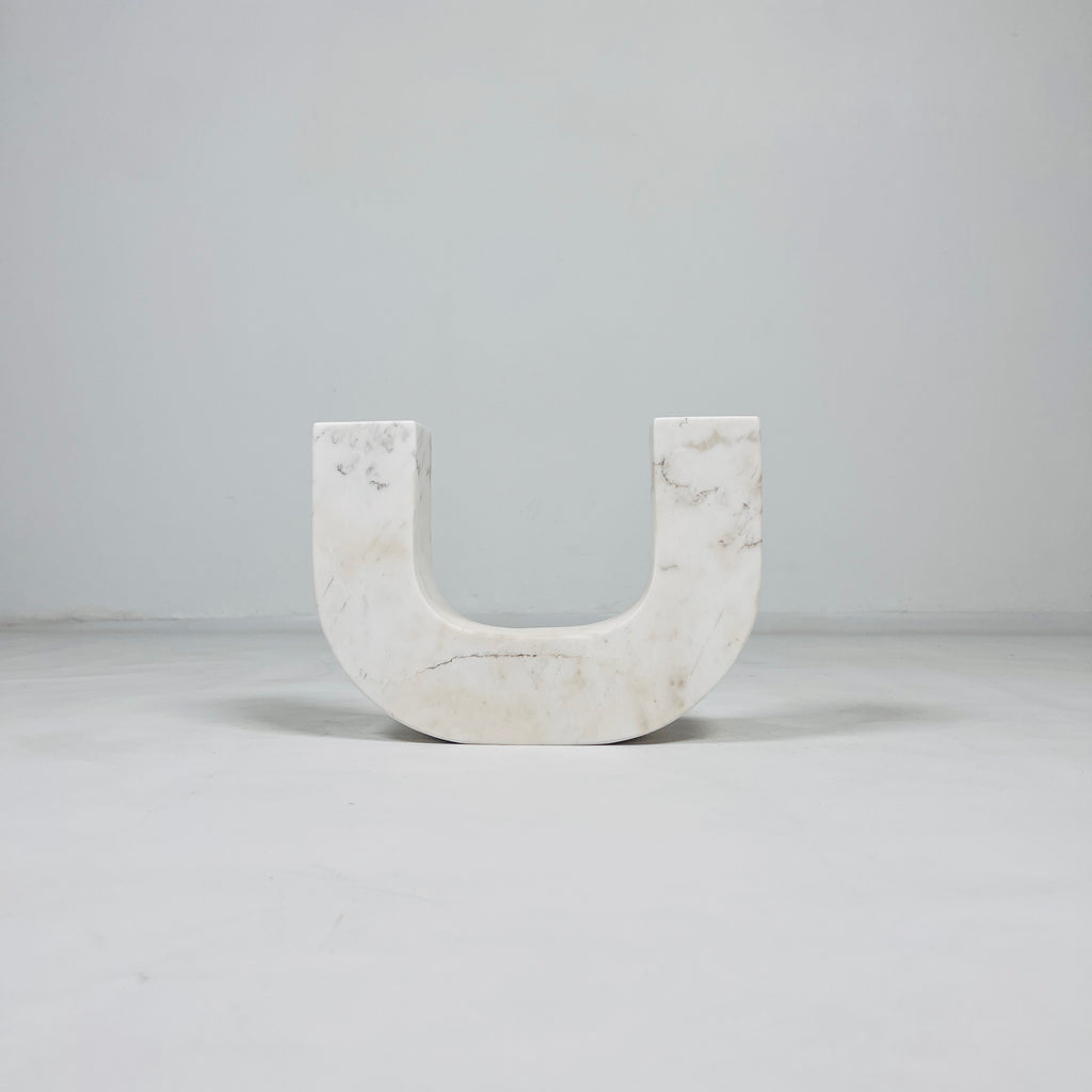 U-Shaped White Marble Candle Stand