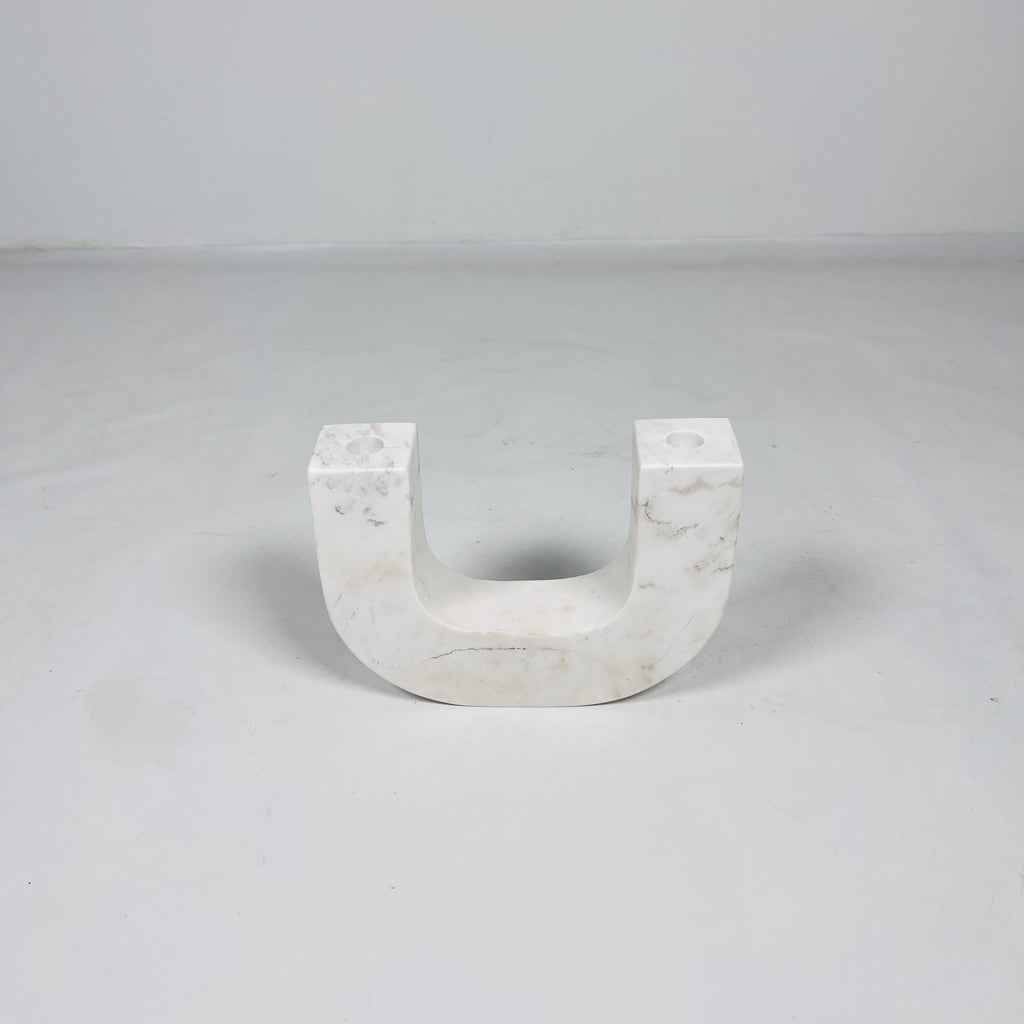 U-Shaped White Marble Candle Stand