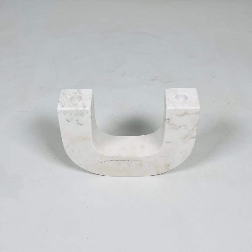 U-Shaped White Marble Candle Stand