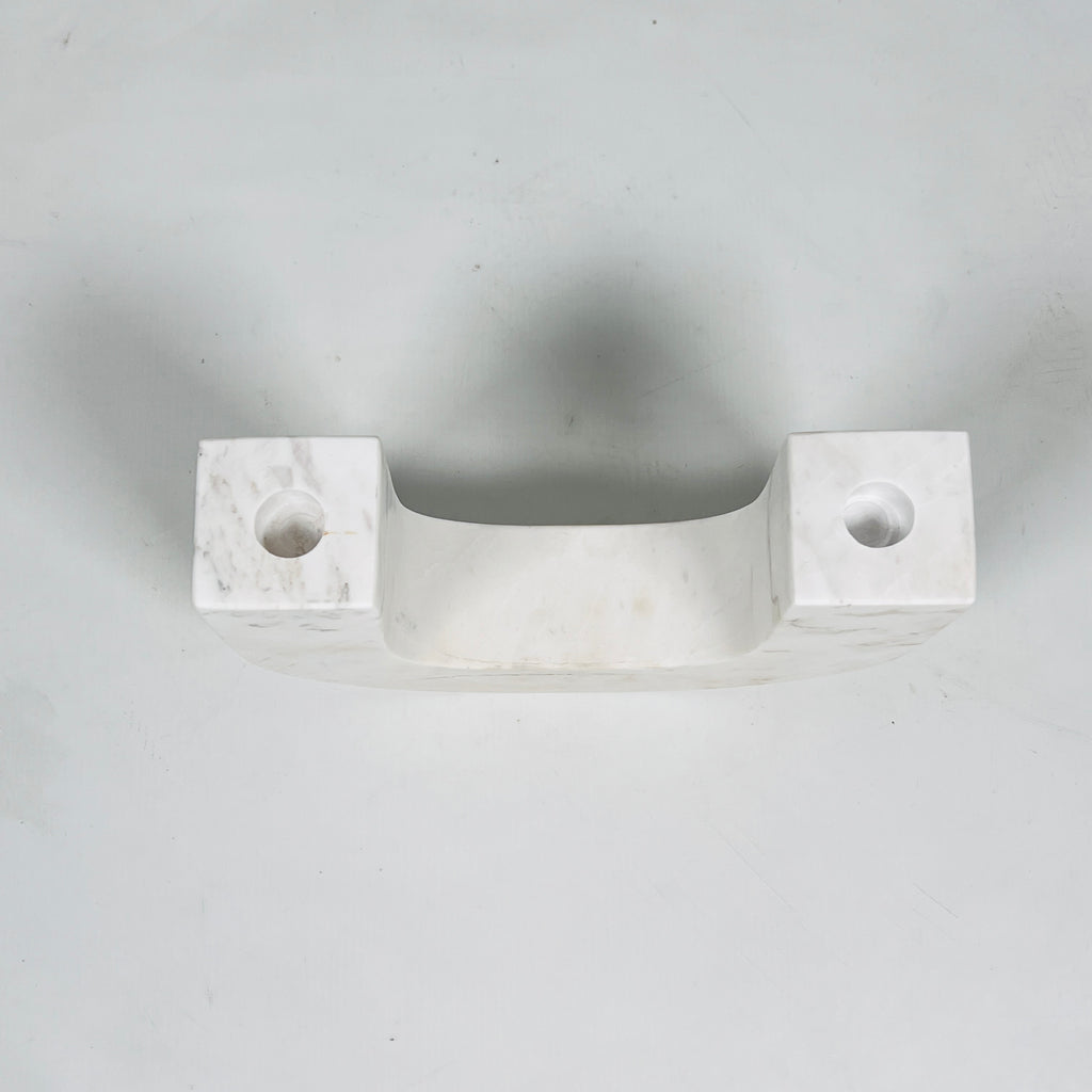 U-Shaped White Marble Candle Stand