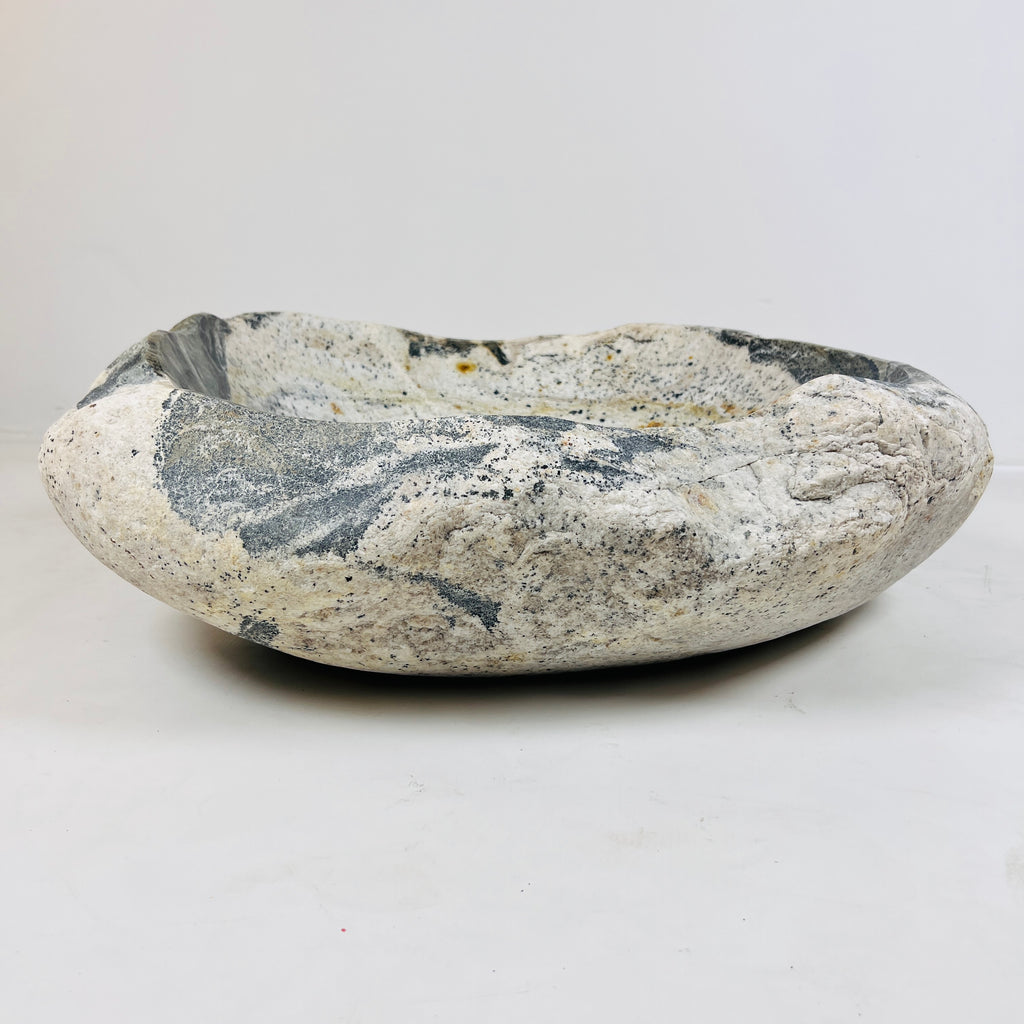 White Marked Honey Speckled River Stone Sink