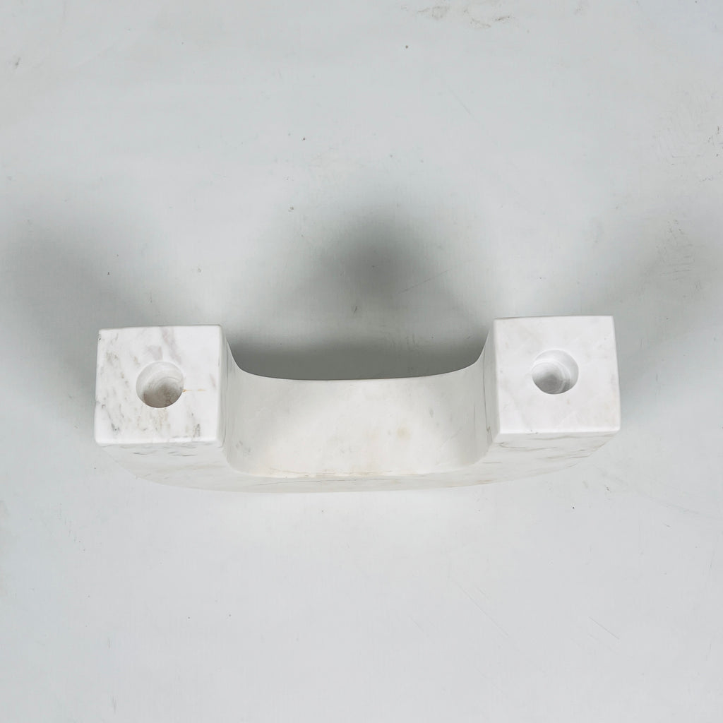 U-Shaped White Marble Candle Stand