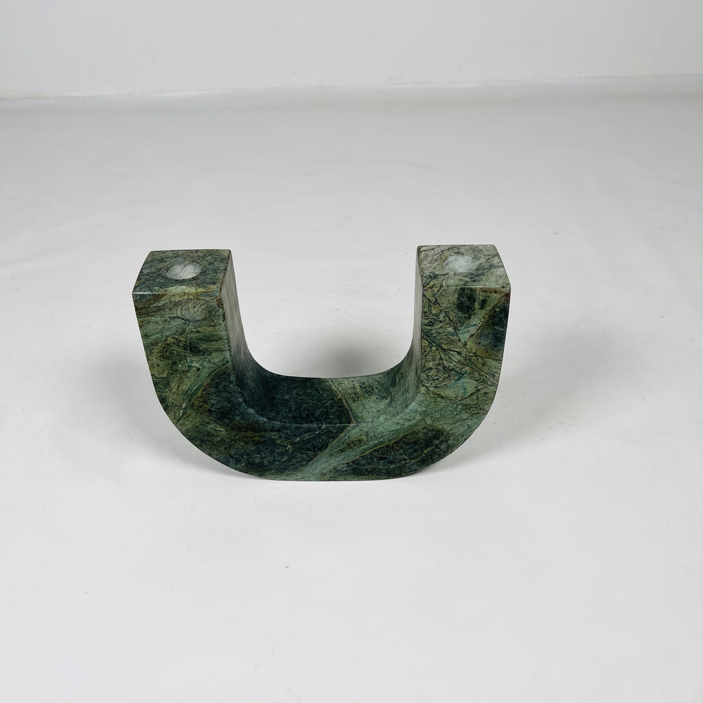 U-Shaped Green Marble Candle Stand