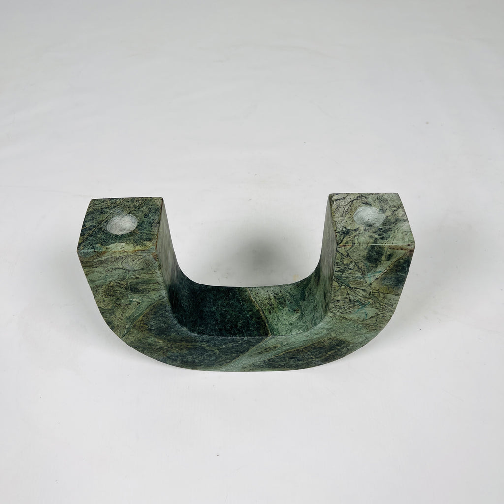 U-Shaped Green Marble Candle Stand