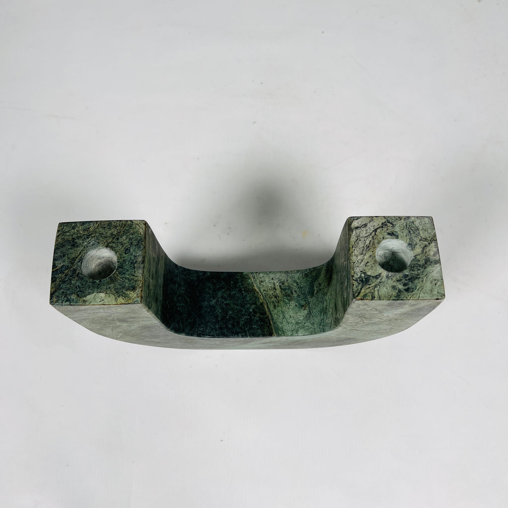 U-Shaped Green Marble Candle Stand