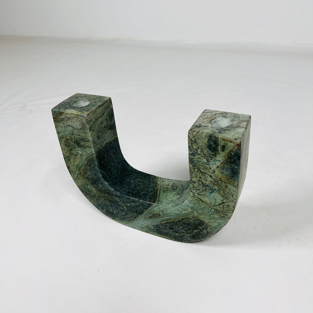 U-Shaped Green Marble Candle Stand