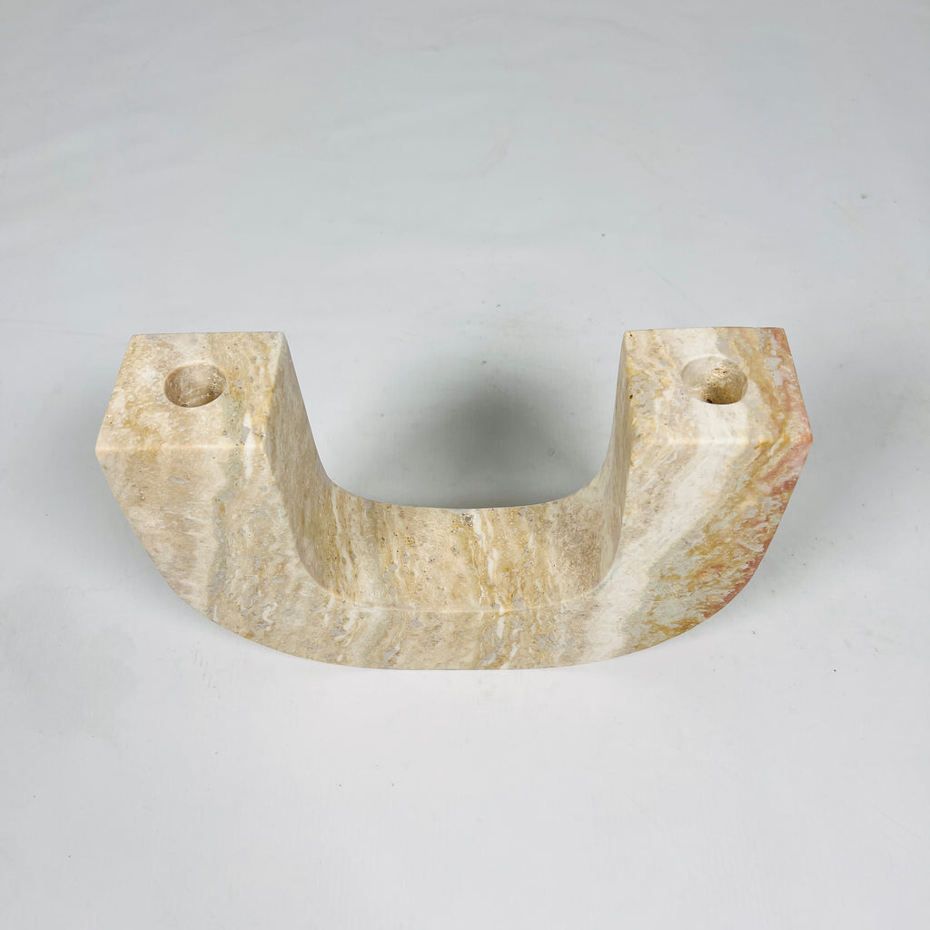 U-Shaped Travertine Candle Stand