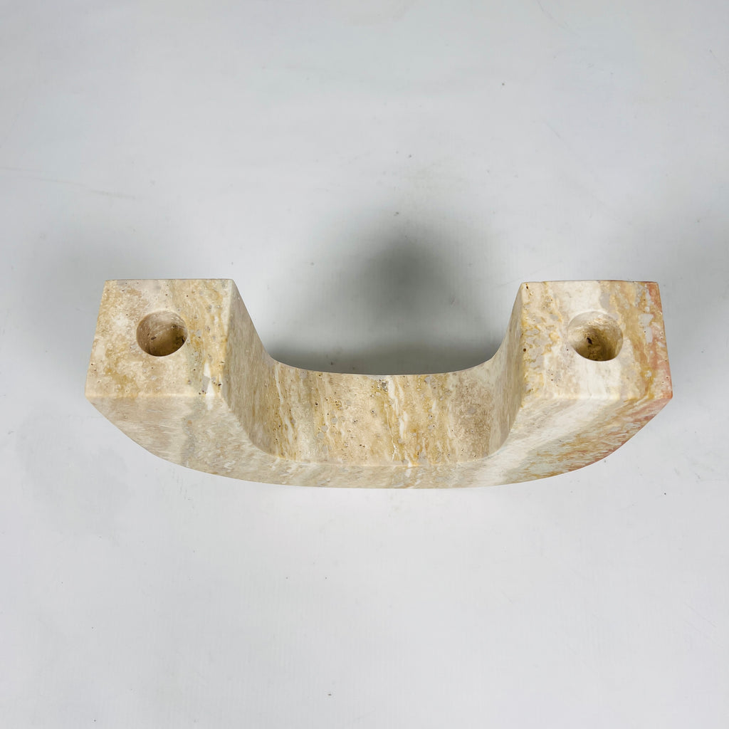 U-Shaped Travertine Candle Stand