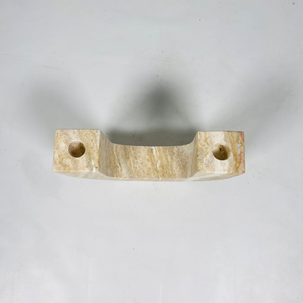 U-Shaped Travertine Candle Stand