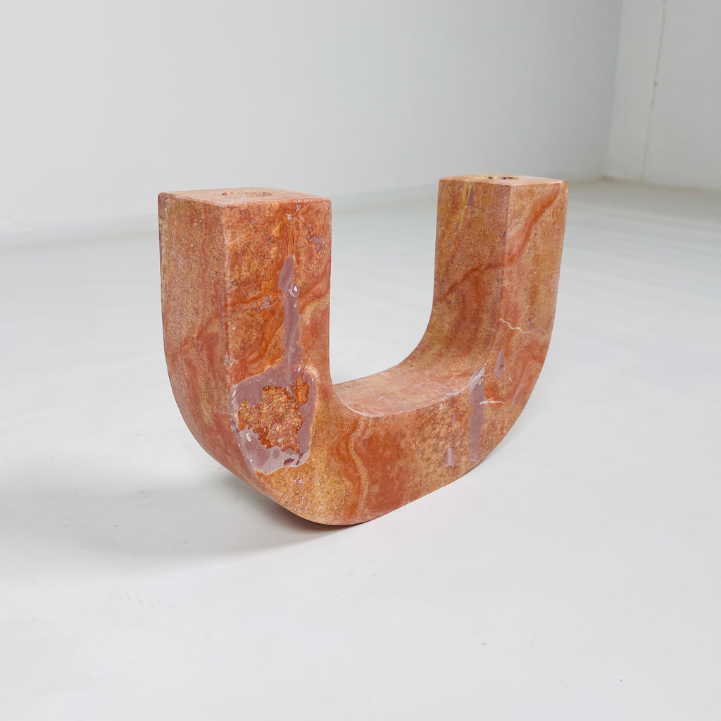 U-Shaped Travertine Candle Stand