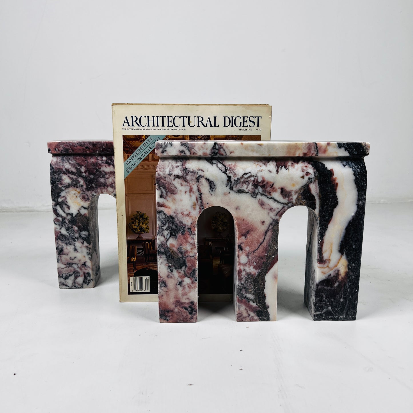 Bridge Bookends Pair - Red & White