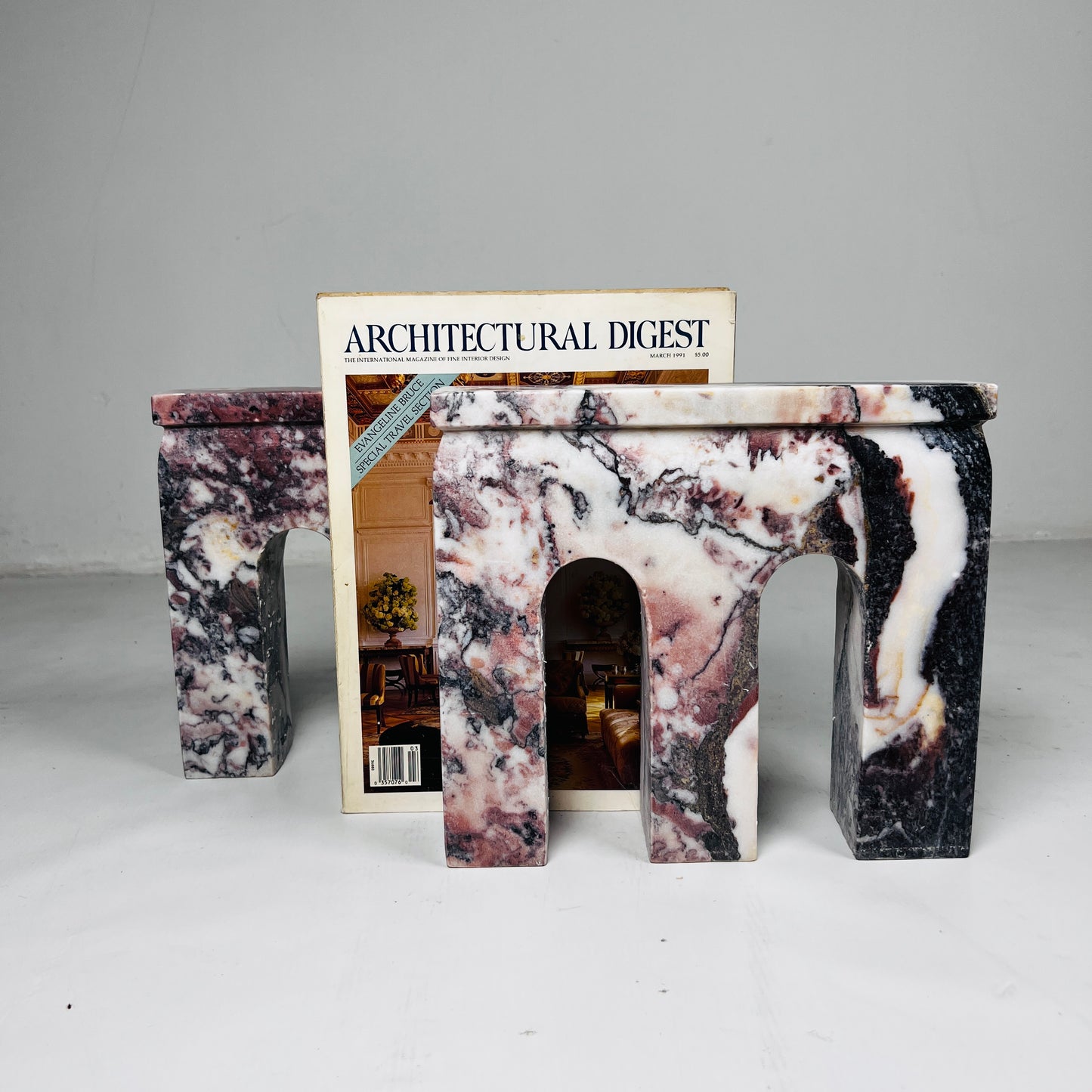 Bridge Bookends Pair - Red & White