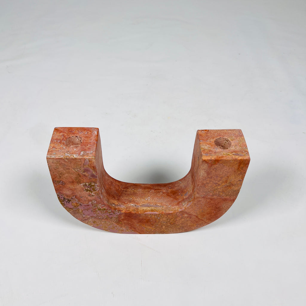 U-Shaped Travertine Candle Stand